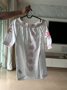 Embroidered Off-Shoulder Top