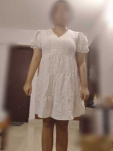 Zudio White Tiered Mini Dress