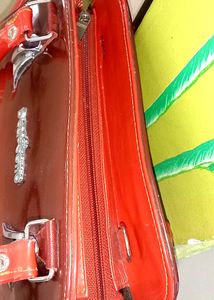 red and black hand bag combo