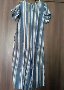 Grey Striped Jumpsuit