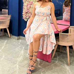 Floral Print High-Low Wrap Dress