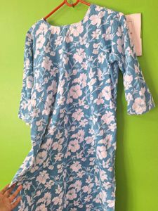 Floral Print Blue Kurta