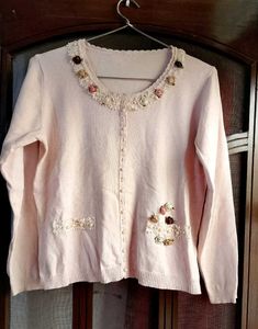 Pearl &amp; Flowers embellished sweater