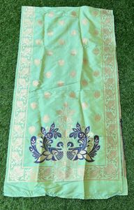 Fancy blouse with lehngha nd peacock banarasi dupptta