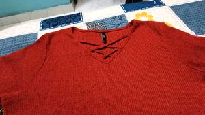 Rio Rust Colour Neck Design Ripped Top