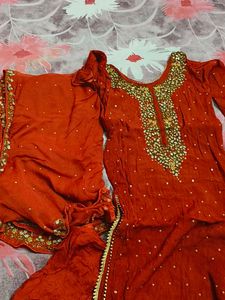 Rust Orange kurta Set