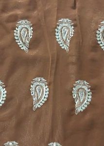 Brown shimmery Embroidered Saree