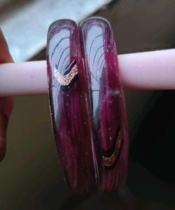 Two Pair Purple Glass Bangles