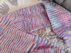 Multicolored Puff Sleeve Sweater