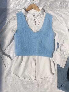 Blue Fuzzy Knit Vest