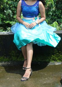 Blue Dress with Floral for wedding or part