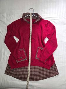 Red Knit Sweater Top bust 36-38