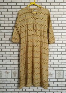 Zigzag Patterned Mustard Kurta