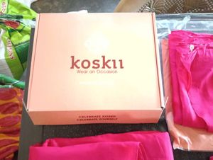 Koskii Pink Embroidered Kurta Set