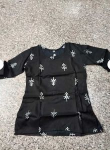 Floral Print Kurtis - Black &amp; Yellow