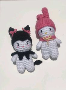 Crochet Kuromi & My Melody Keychain