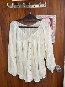 White Long Sleeve Beachy Shirt