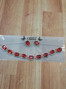 Red Jewel Necklace Set