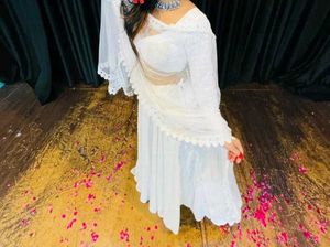 Beautiful White Chickenkari Lahnga