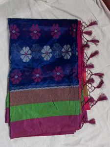 Blue Fansy Saree - With Ikat Design