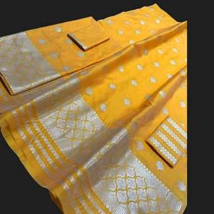 Yellow  Silk  Assamese traditional mekhela sador b