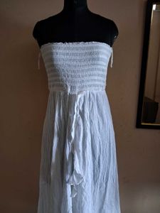 White Strapless Midi Dress