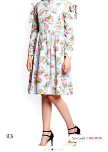 Floral Crepe A-line Cold-shoulder Dress with