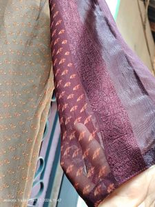 Brown Sheer Shrug with Printed Sleeves