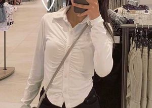 Shirt Collar Cropped Fitted Top