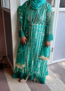 Teal Mirrorwork Salwar Kameez