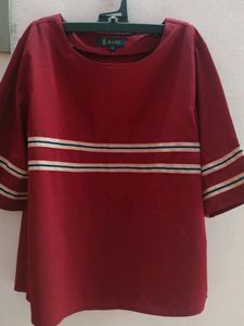 Maroon Colour Top With Half Sleeve Size S
