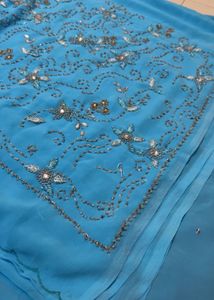 y2k fully heavy Blue Embellished Saree