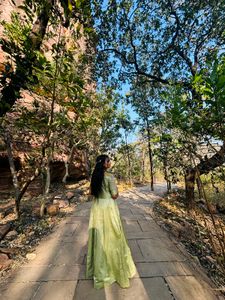 Green Pleated Midi Dress