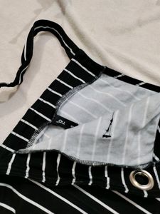 Striped Dungree Dress With Tee