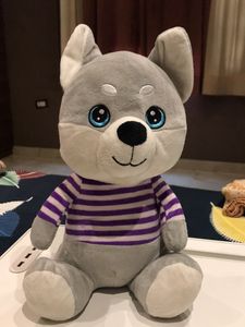 Cute Wolf Plushie with Striped Shirt