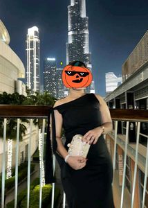 solid Balck side slit dress - formal dres