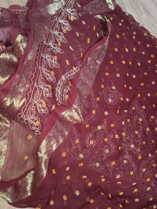 Maroon Saree contain blouse with Embroide