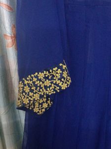 Elegant Blue &amp; Gold Embroidered Dress