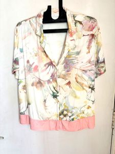 Floral Print Button-Down Top