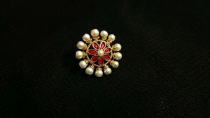 Pearl &amp; Red Flower Stud Earrings