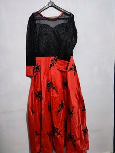 Black &amp; Coral Long Dress
