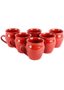 Set of 6 Red Ceramic Mugs