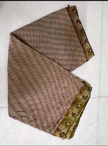 Elegant Beige &amp; Maroon Saree