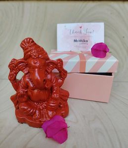 Red Ganesha Idol - Mrithika Pottery