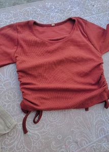 Drawstring Ruched Crop Top