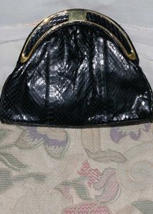 Vintage Rhinestone Snakeskin Clutch