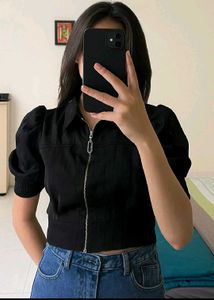 Black Crop Top/Jacket Imported Cloth
