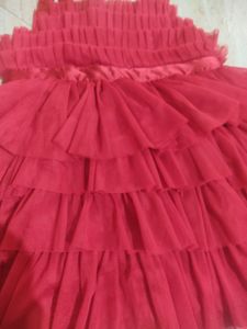 Red Ruffled Tulle Dress