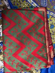 Green and Red Chevron Print Fabric