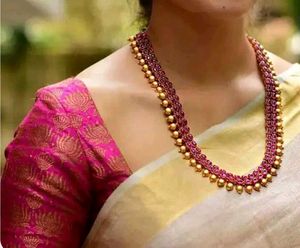 Alluring Antique Oval Ruby Stone Long Necklace Set